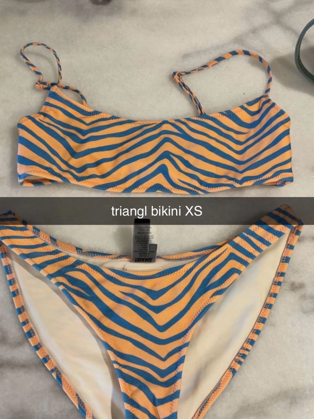 triangl swimwear Orange and Blue Zebra Stripe Bikini